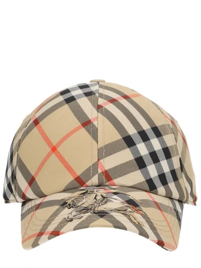 Burberry Check Baseball Cap In Brown