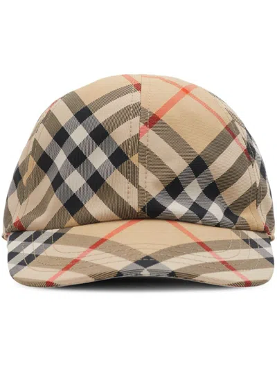 Burberry Kids' Check Baseball Cap In Neutrals