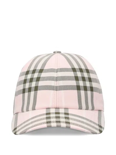 Burberry Check Cap Hats Pink In Orange