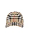 Burberry Check Pattern Cap Curved Brim Design In Sand