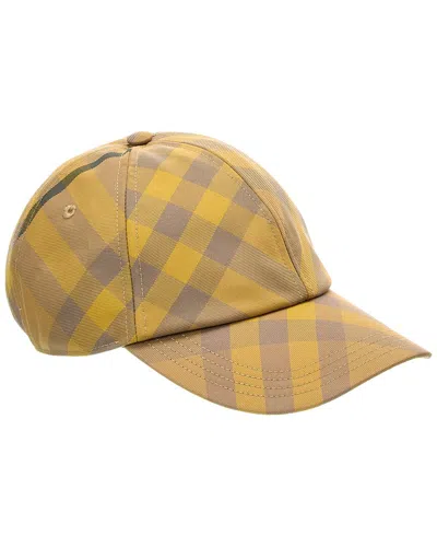 Burberry Check Baseball Cap In Yellow
