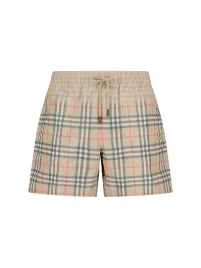 Burberry Check Beach Shorts In Multi