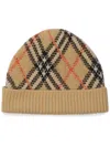 Burberry Womens Check-print Ribbed Cashmere-blend Beanie Sand In Neutrals