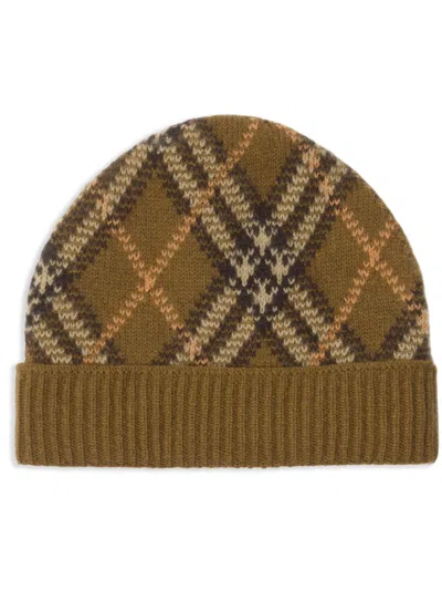 Burberry Check Beanie In Nude