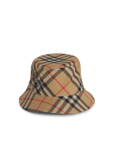 Burberry 'check' Beige Cotton Hat Women In Cream