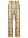 Burberry Beige Pants With Ekd Embroidery On The Rear And Check Motif All-over In Tech Fabric Man In Beige