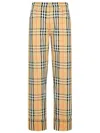 Burberry Beige Pants With Ekd Embroidery On The Rear And Check Motif All-over In Tech Fabric Man In Brown