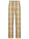 Burberry Beige Pants With Ekd Embroidery On The Rear And Check Motif All-over In Tech Fabric Man In Cream