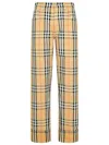 Burberry Beige Pants With Ekd Embroidery On The Rear And Check Motif All-over In Tech Fabric Man In Sandipcheck