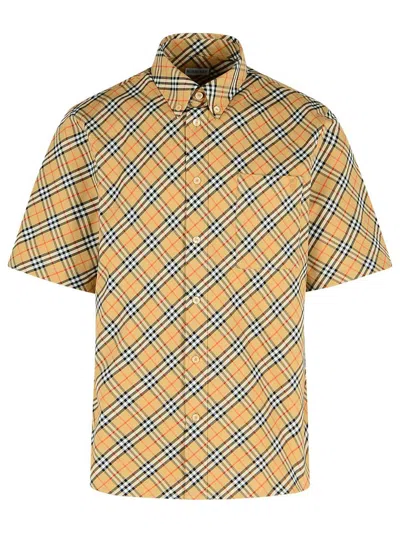 Burberry 'check' Beige Cotton Shirt Men