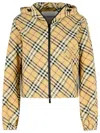 Burberry 'check' Beige Polyamide Down Jacket In Beige