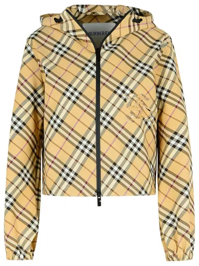 Burberry 'check' Beige Polyamide Down Jacket