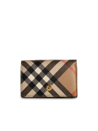 Burberry Printed Canvas Wallet In Cream