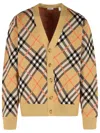 Burberry Embroidered Stretch Wool Blend Cardigan In Beige