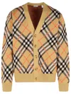 Burberry Embroidered Stretch Wool Blend Cardigan In Beige