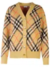 Burberry 'check' Beige Wool Cardigan Women In Beige