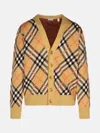 Burberry 'check' Beige Wool Cardigan In Beige