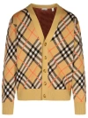Burberry Embroidered Stretch Wool Blend Cardigan In Brown