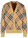 Burberry Embroidered Stretch Wool Blend Cardigan In Cream