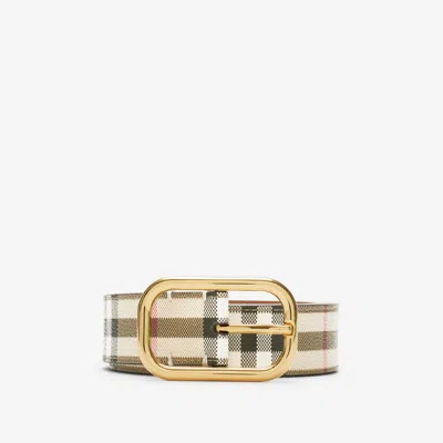 Burberry Check Leather Belt In Archive Beige/gold