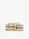 Burberry Check Leather Belt In Archive Beige/gold