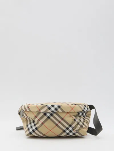 Burberry Check Belt Bag In Brown