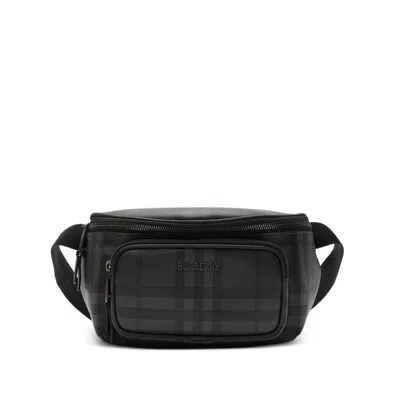 Burberry Check Belt Bag In Black