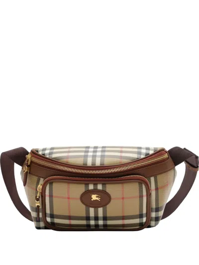 Burberry Check Belt Bag In Brown