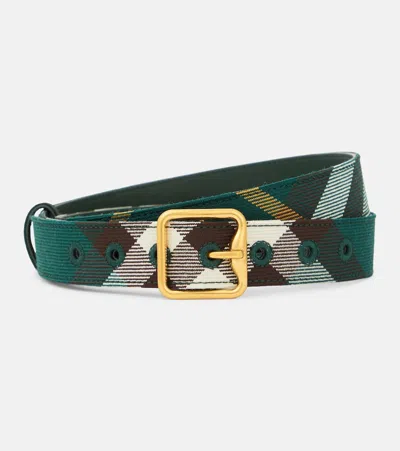 Burberry Check Belt In Green