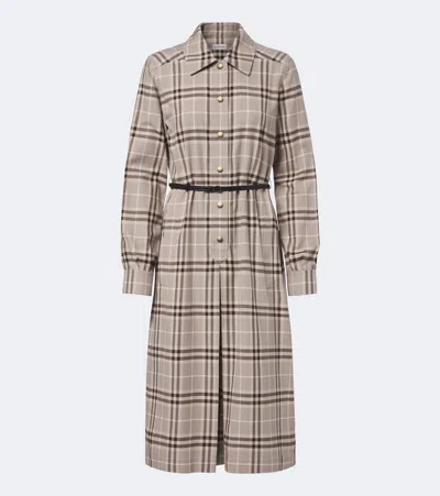 Burberry Check Belted Cotton Shirt Dress In Multi