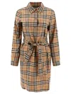 Burberry Beige Check Motif Cotton Shirt Dress