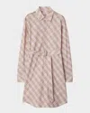 Burberry Check Belted Long-sleeve Mini Shirtdress In Floss Ip Check