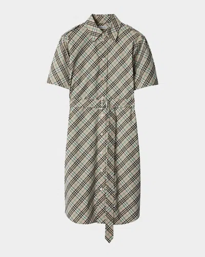 BURBERRY CHECK BELTED SHIRT DRESS
