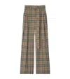 Burberry Check Belted Wide-leg Trousers In Brown