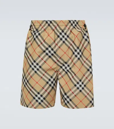 Burberry Beige Check Swim Shorts In Alabaster Pink