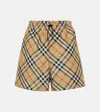 Burberry Check Ekd Drawstring Pull-on Shorts In Beige