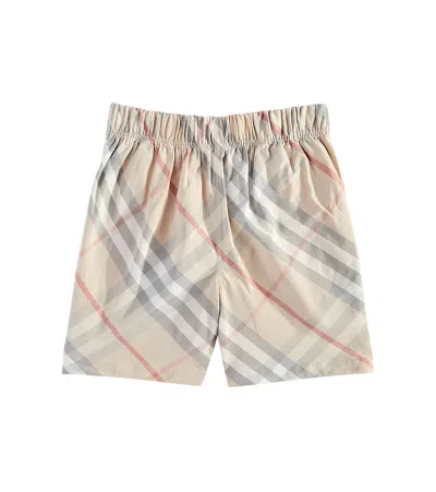Burberry Kids Cotton-blend Check Shorts In Pale Stone