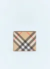 Burberry Signature Check Bi-fold Wallet In Beige