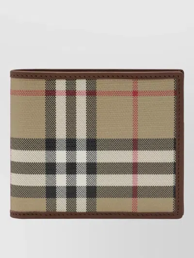 Burberry Check Bi Fold Wallet Contrast Stitching