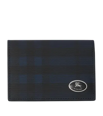 Burberry Check Bifold Card Case In Blue