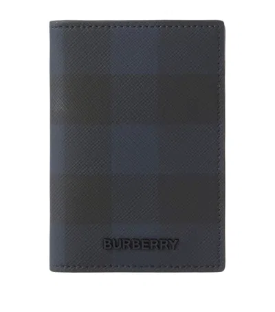 Burberry Check Bifold Card Holder In Navy