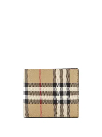 Burberry Check Bifold Coin Wallet In ["beige"]