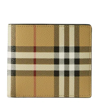 Burberry Check Bifold Coin Wallet In Beige