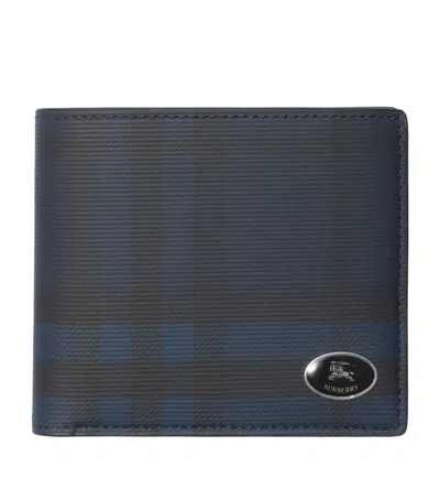 Burberry Check Bifold Coin Wallet In Blue