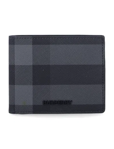 Burberry Check Bifold Wallet, 8.5 Cm X 10.8 Cm In Charcoal