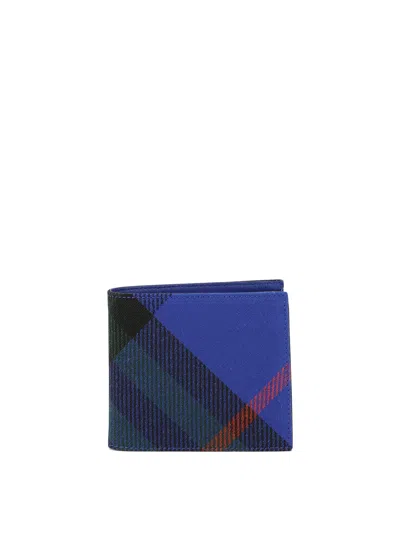 Burberry Check Bifold Wallet In Blue