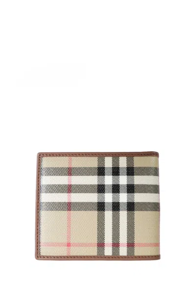Burberry Check Bifold Wallet In Beige