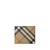 Burberry Check Pattern Beige Folding Wallet Men In Black