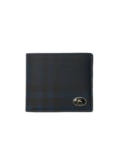 Burberry Check Bifold Wallet In Blue