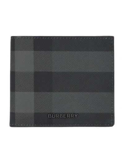 Burberry Check Bifold Wallet In Charcoal